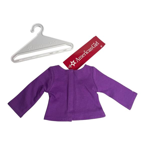 American Girl STAR TEE T Shirt Purple Silver Doll Top Rhinestones Studded Hanger - Picture 3 of 6
